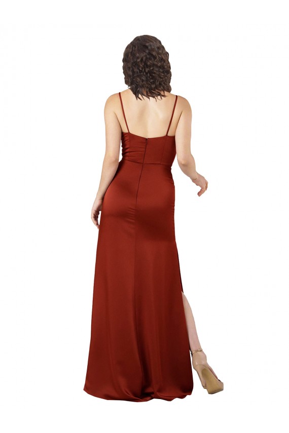 Buy Long Red Sleeveless A-Line Low Back Formal Evening Dress