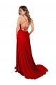 Buy Long Red Sleeveless A-Line Open Back Semi Formal Evening Dress