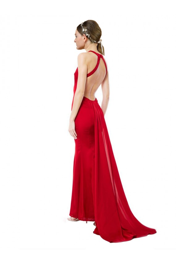 Buy Long Red Sleeveless Mermaid Open Back Formal Evening Dress