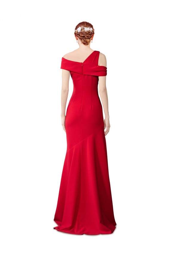 Buy Long Red Sleeveless Mermaid Stretch Crepe Formal Evening Dress