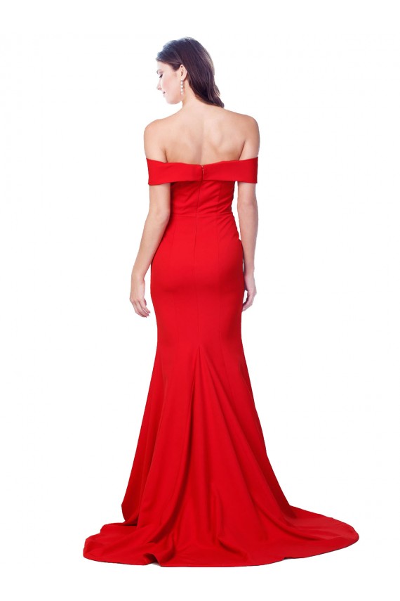 Buy Long Red Sleeveless Mermaid Side Slit Evening Dress