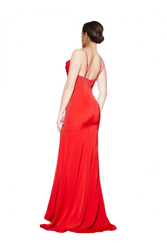 Buy Long Red Sleeveless Sheath Low Back Formal Evening Dress