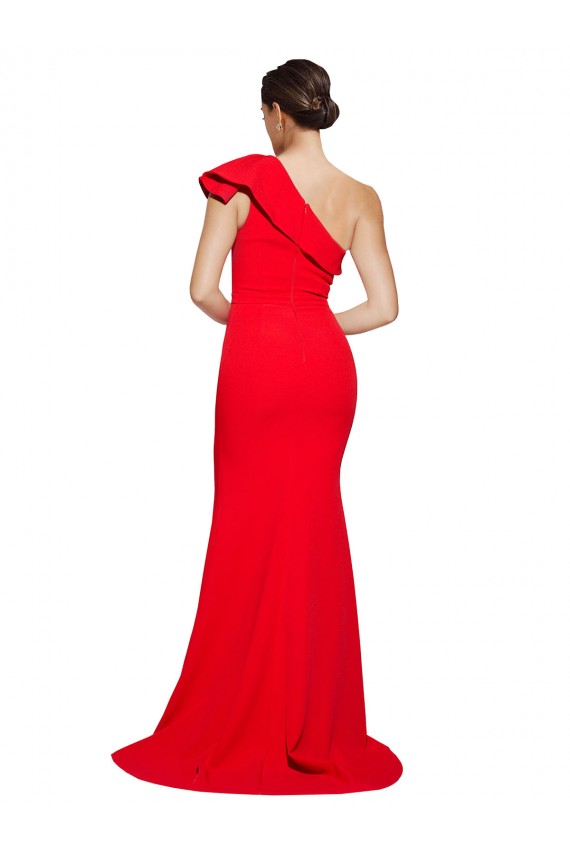 Buy Sweep Train Red Sleeveless Sheath Semi Formal Evening Dress