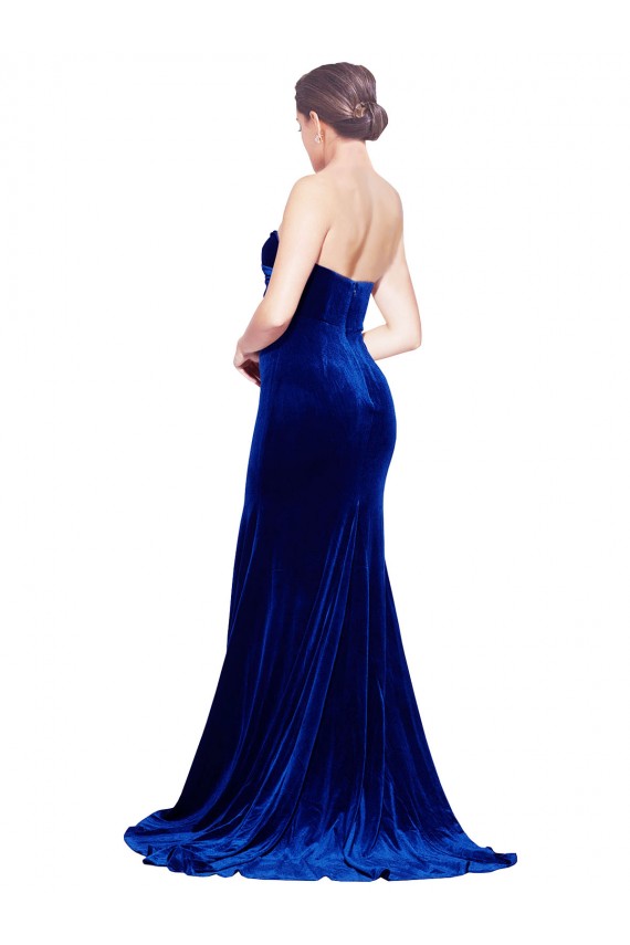 Buy Sweep Train Royal Blue Sleeveless Mermaid Low Back Formal Evening Dress