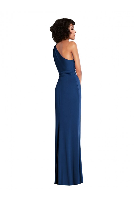 Buy Long Royal Blue Sleeveless Sheath Semi Formal Evening Dress