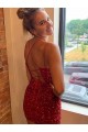 Buy Short Royal Blue Sleeveless Sheath Velvet Sequin Evening Dress