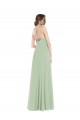 Buy Long Sage Sleeveless A-Line Open Back Front Slit Semi Formal Evening Dress