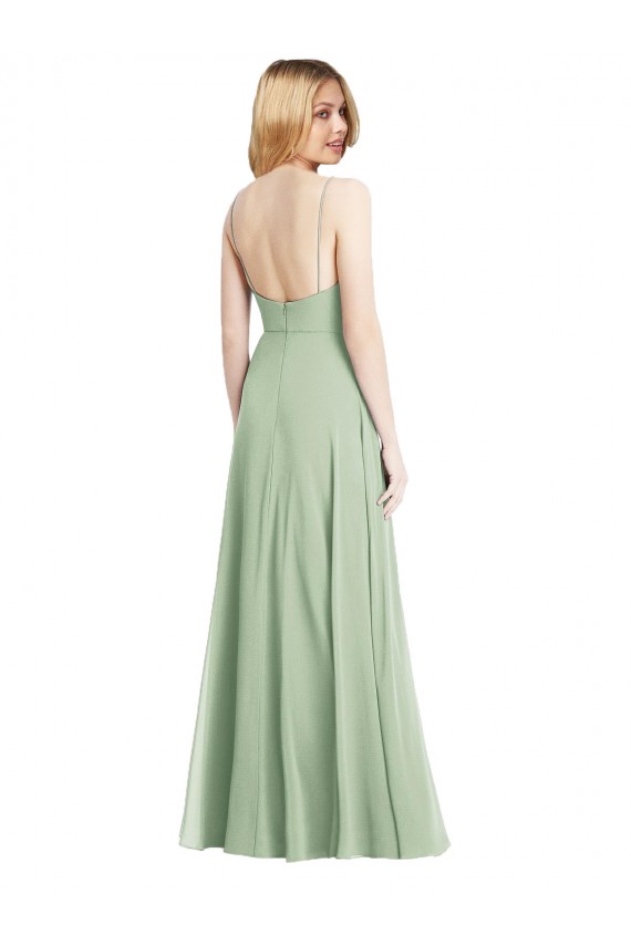 Buy Long Sage Sleeveless Trumpet Low Back Formal Evening Dress