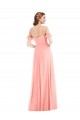 Buy Long Salmon Flutter Sleeves A-Line Semi Formal Evening Dress