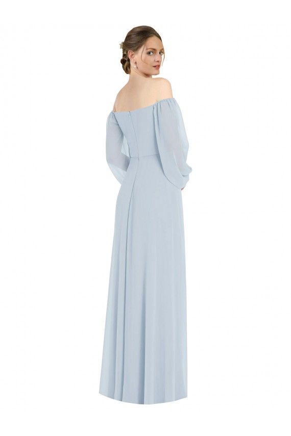 Buy Long Sea Glass Puff Sleeves A-Line Formal Evening Dress