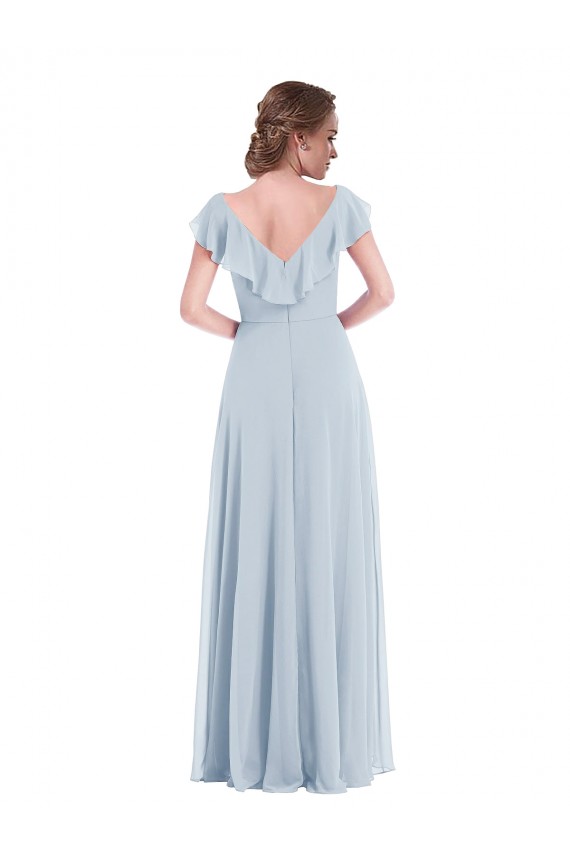 Buy Long Sea Glass Sleeveless A-Line V-Back Black Tie Evening Dress