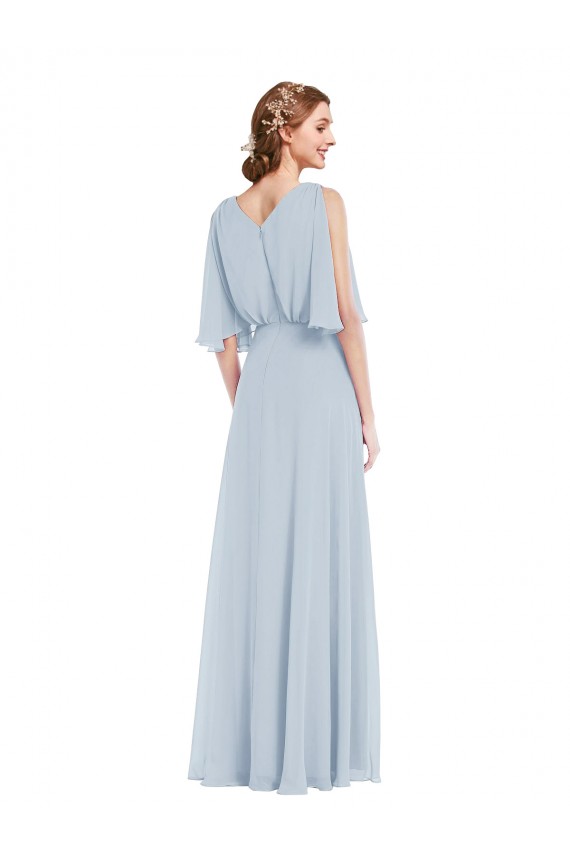 Buy Long Sea Glass Half Sleeves A-Line Evening Dress