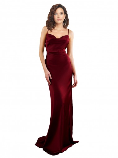 Buy Long Burgundy Sleeveless Sheath Open Back Formal Evening Dress