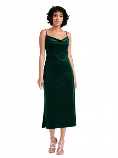 Buy Midi Length Dark Green Sleeveless Sheath Open Back Black Tie Evening Dress