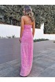 Buy Long Sleeveless Sheath Velvet Sequin Prom Dress