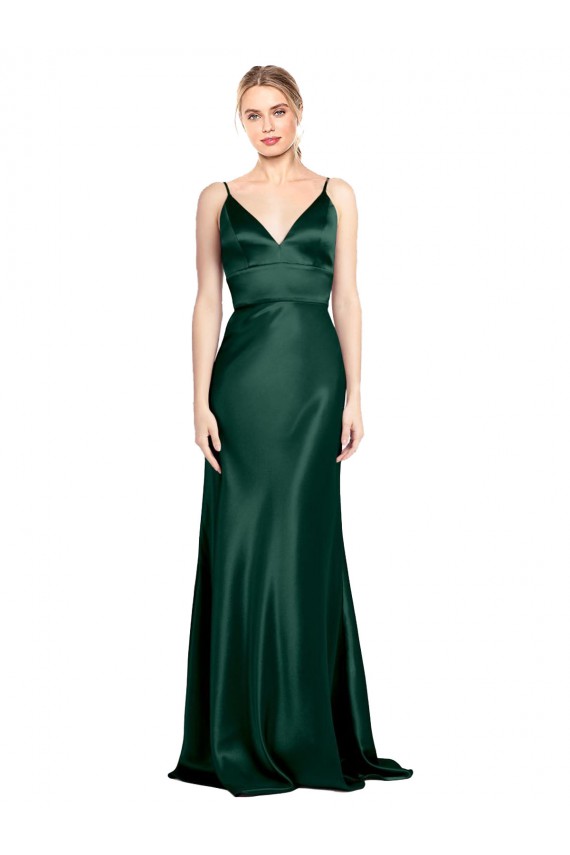 Buy Long Hunter Sleeveless Sheath V-Back Formal Evening Dress