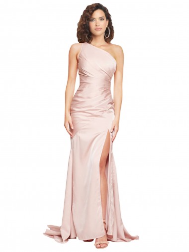 Buy Long Pink Sleeveless Sheath High Slit Black Tie Evening Dress