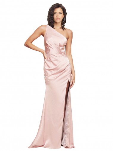 Buy Long Pink Sleeveless Sheath Low Back High Slit Formal Evening Dress