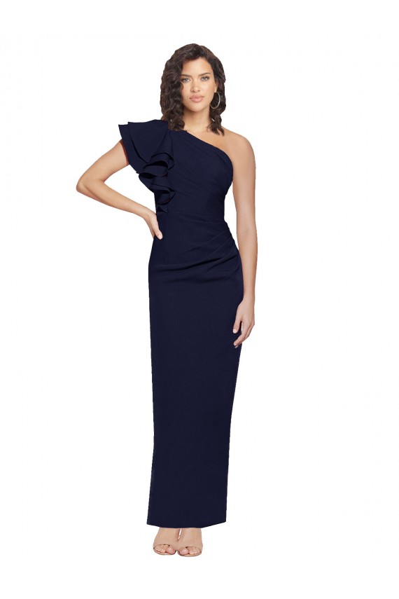 Buy Long Dark Navy Sleeveless Sheath Formal Evening Dress