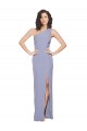 Buy Long Smoke Blue Sleeveless Sheath Side Slit Formal Evening Dress