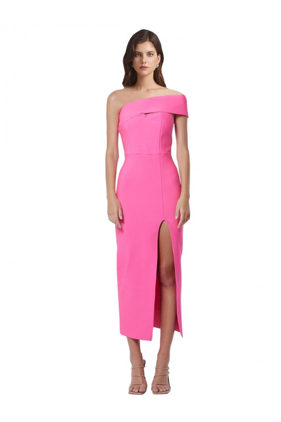 Buy Midi Length Fuchsia Sleeveless Sheath Formal Evening Dress