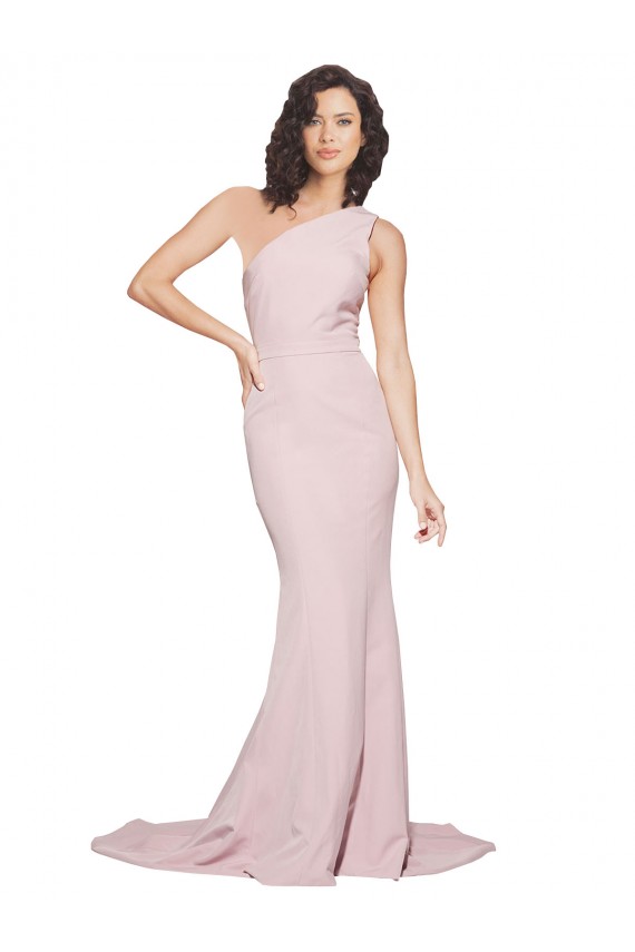 Buy Sweep Train Mauve Sleeveless Sheath Semi Formal Evening Dress