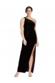 Buy Long Black Sleeveless Sheath Stretch Velvet Formal Evening Dress