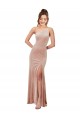 Buy Long Pink Sleeveless Sheath Front Slit Black Tie Evening Dress
