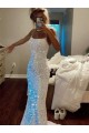 Buy Sweep Train Sleeveless Sheath Velvet Sequin Long Evening Dresses