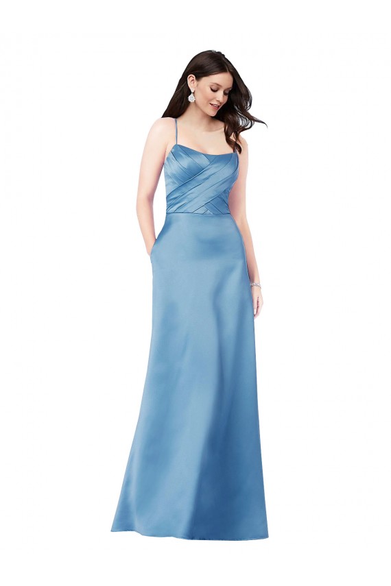 Buy Long Sky Blue Sleeveless Sheath Open Back Formal Evening Dress