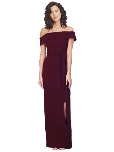Buy Long Burgundy Gold Sleeveless Sheath Low Back Formal Evening Dress