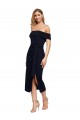 Buy Midi Length Black Sleeveless Sheath Low Back Formal Evening Dress