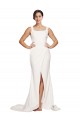 Buy Sweep Train Ivory Sleeveless Sheath Low Back Semi Formal Evening Dress