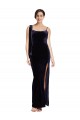 Buy Long Dark Navy Sleeveless Sheath Low Back High Side Slit Formal Evening Dress