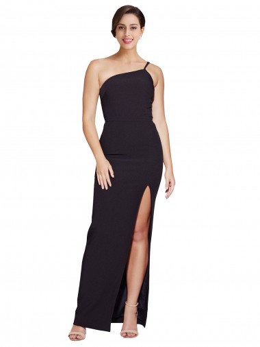 Buy Long Black Sleeveless Sheath Side Slit Formal Evening Dress