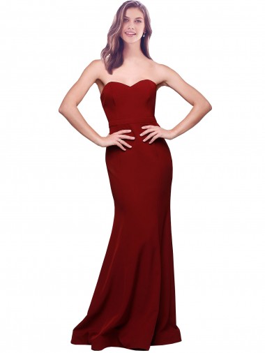 Buy Long Burgundy Sleeveless Sheath Low Back Formal Evening Dress