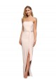 Buy Long Nude Sleeveless Sheath Low Back High Side Slit Formal Evening Dress
