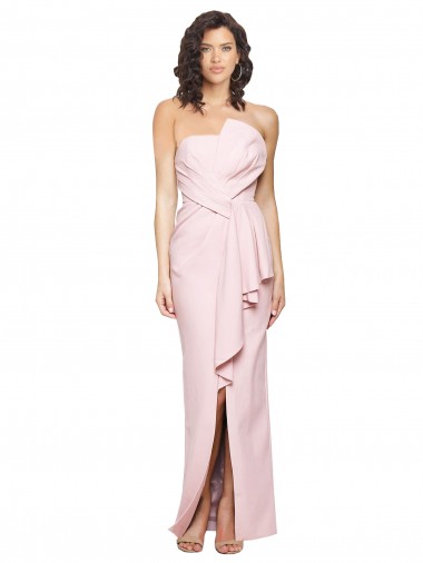 Buy Long Pink Sleeveless Sheath Low Back Formal Evening Dress
