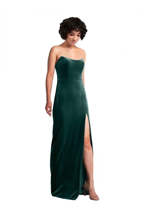 Buy Long Dark Green Sleeveless Sheath Low Back Black Tie Evening Dress