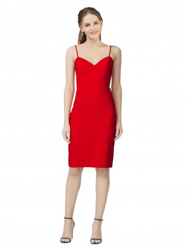 Buy Cocktail Length Red Sleeveless Sheath Formal Evening Dress