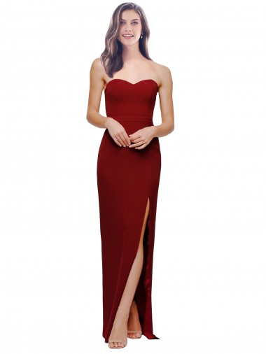 Buy Long Burgundy Sleeveless Sheath Low Back Evening Dress