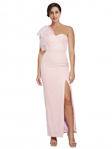 Buy Long Pink Sleeveless Sheath Low Back Stretch Crepe Formal Evening Dress
