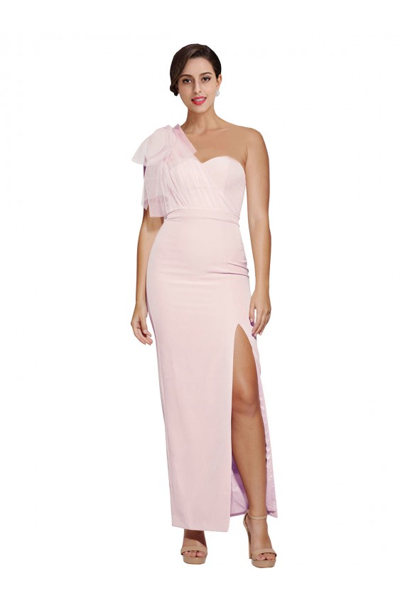 Buy Long Pink Sleeveless Sheath Low Back Stretch Crepe Formal Evening Dress