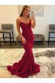 Buy Sweep Train Burgundy Sleeveless Sheath Velvet Sequin Evening Dress