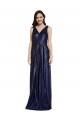 Buy Long Dark Navy Sleeveless Sheath V-Back Formal Evening Dress