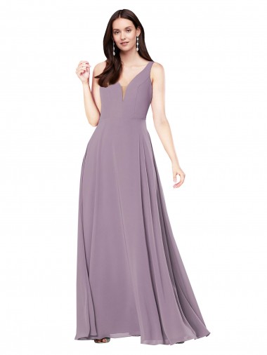 Buy Long Dark Lavender Sleeveless Sheath V-Back Formal Evening Dress