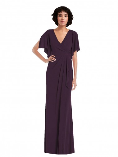 Buy Long Grape Split Sleeves Sheath Formal Evening Dress