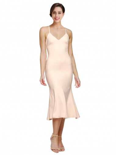 Buy Midi Length Nude Sleeveless Sheath Open Back Evening Dress