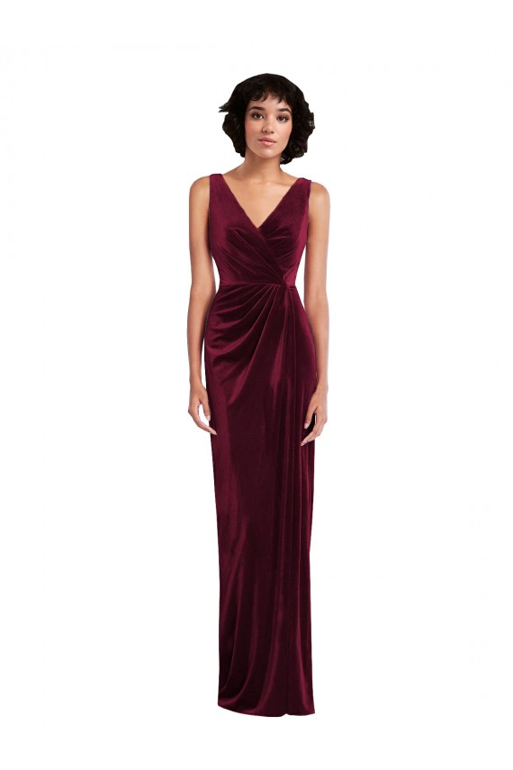 Buy Long Burgundy Sleeveless Sheath Semi Formal Evening Dress