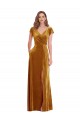 Buy Long Gold Cap Sleeves Sheath Formal Evening Dress